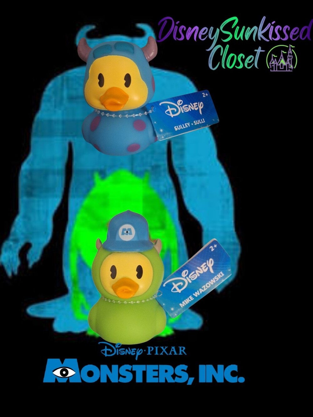Disney Pixar Monsters Inc Mike & Sulley SET of Duckalooz Ducks